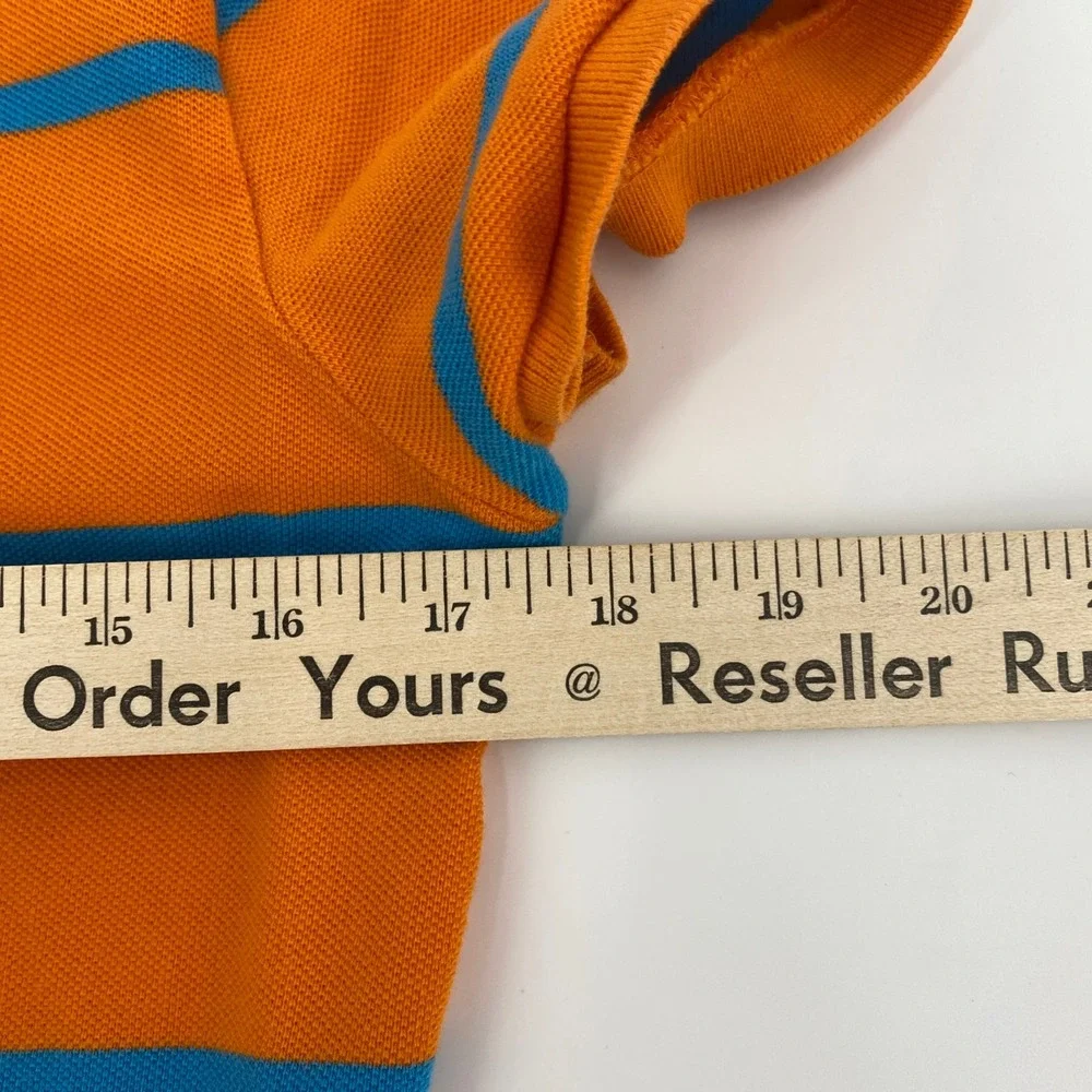 Ralph Lauren Sport Polo‎ Shirt Kids Large Orange Striped Pique Preppy Summer